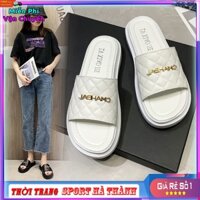 Dép nữ quai ngang che-nal kiểu dáng bánh mì độn đế 3cm Thời Trang Shop SPORT HÀ THÀNH