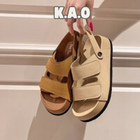 Dép nữ quai ngang da lộn, dép sandal nữ đế cao la mã y2k hot nhất - Tiệm Nhà Kao