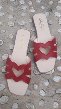 Dép nữ quai ngang hình tim - Đỏ - 39