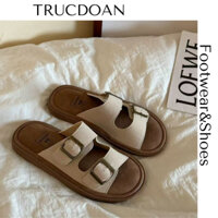 Dép nữ quai ngang YUMI chất da lộn mềm mại, phong cách trẻ trung năng động hottrend 2025 (FullBox QCC)