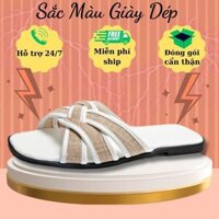 Dép nữ thời trang cao cấp quai chéo đế thấp, siêu nhẹ