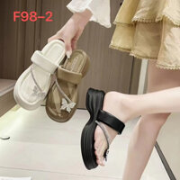 Dép Nữ Xỏ Ngón Sang Chảnh, Lên Chân Siêu Xinh Quai Chéo Óng Ánh Chuẩn Store Đế Cao 5cm