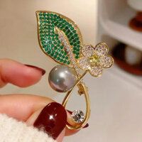 Đẹp Pha Lê Xanh Lá Hoa Thổ Cẩm Cho Nữ Màu Vàng Xám Giả Ngọc Trai Mỹ Quần Áo Chân Phụ Kiện Tiệc Quà Tặng