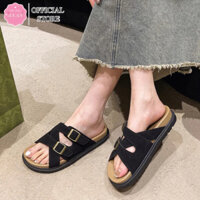 Dép quai chéo khoá cài có điều chỉnh quai đế cao su đúc