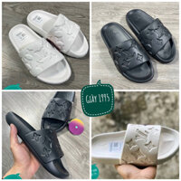 Dép quai ngang đúc LV nguyên khối dành cho nam , dep bánh mì L.V 2 màu đen trắng . Ảnh + clip thật