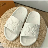 Dép Quai Ngang Đúc LV Nguyên Khối Dành Cho Nam , Dep Bánh Mì L.V 2 Màu Đen Trắng