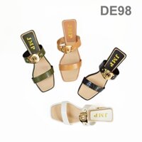 Dép quai ngang móc khóa vàng cao 2cm - DE98