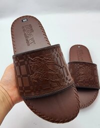 Dép Quai Ngang Nam Da DONAVY Kiểu Quai Con Ngựa Cao Cấp, May Full Đế Có Size 45 - 45 - nâu
