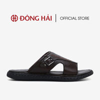 Dép quai ngang nam Đông Hải chất liệu  da bò cao cấp đế cao su có rãnh chống  trơn trượt - D1133 - 42 - Nâu