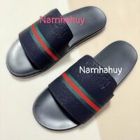 Dép quai ngang nam Kẻ xanh đỏ, chất liệu da cao cấp đế PU cực đẹp