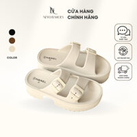 Dép quai ngang nam nữ 2 khóa, Dép 2 quai ngang đế răng cưa chống trượt, chất xốp đúc mềm siêu nhẹ NEWDAYSHOES