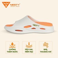 Dép Quai Ngang NESTY Đế Dép Đúc Nguyên Khối Thời Thượng Êm Chân Phối Màu Trắng Cam NE06