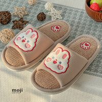 Dép quai ngang Rabbit heart face phối vải mềm đế dày