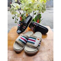 Dép quai ngang UNISEX, dép nam nữ quai dán kẻ ngang phối 3 màu tinh tế PK18
