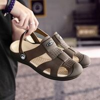 Dép rọ nam bít mũi đa năng chống trượt - Màu nâu 45