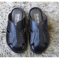 Dép Rọ Nam Da Bò Cao Cấp Đen Nâu