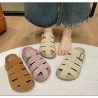 Dép Sandal Bít Mũi Nữ Da Lộn Kiểu Dáng Retro Thời Trang, Đế Êm Chống Trượt Linhl Shop mã 39