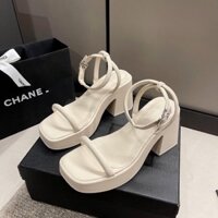 Dép sandal cao gót đế xuồng quai bún gót thô 9cm