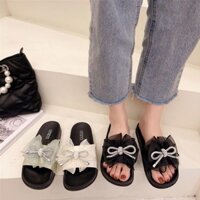 Dép sandal đế bằng đính nơ thời trang mùa hè cho nữ Size 35-44 -no9