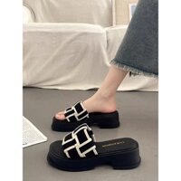 Dép Sandal Đế Dày Cao Cấp Pháp Dép Nữ 2024 Checkerboard Sang Trọng Phong Cách Chanel Dép 2.24G