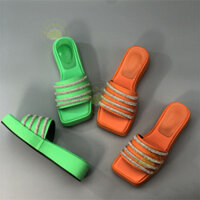 Dép sandal đế dày đính đá kiểu Hong Kong Bashamm cho phụ nữ, dép hở mũi mới, giày tăng chiều cao thoải mái