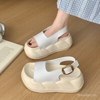 Dép Sandal Đế Dày Mới Dành Cho Phụ Nữ, Giày Cao Gót Ngoài Trời Thời Trang Mới Mùa Hè, Không Trượt, Phong Cách Chanel, Thích Hợp Với Váy, Giày Đế Bằng Đi Biển HYP2