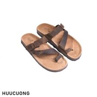 Dép sandal HuuCuong xỏ ngón tròn da bò nâu đế trấu [ CHON NHANH ] . > ..