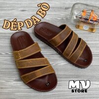 Dép sandal nam da bò quai ngang đế lõm, dép nam quai chéo phù hợp chân nhỏ DT42 _JK&*1