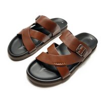 Dép Sandal Nam Dép Dr. Da Thật Ensado DE40 (Đen- Nâu)