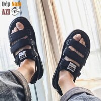 Dép Sandal Nam Nữ 3 Quai Ngang Trắng Đen Cao Cấp Đế Êm Chống Trượt Quai Dán Vải Oxford Tiện Lợi