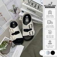 Dép Sandal Nữ 2 Quai Ngang Đế Bằng Cao Cấp, Thiết Kế Khuy Vuông Chắc Chắn, Độ Bền Cao