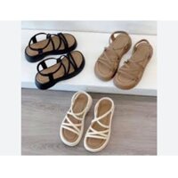 Dép sandal nữ đế bánh mì dây đan chéo quai mảnh hàng Quảng Châu .