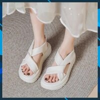 Dép Sandal Nữ Đế Bánh Mì ❤️FREESHIP❤️ Dép Quai Hậu Nữ 2 Quai Kim Tuyến Fasion Siêu Hot