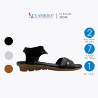 Dép sandal nữ đế bệt Lunashoes 61504 giày da bò thật mềm êm chân bảo hành 24 tháng