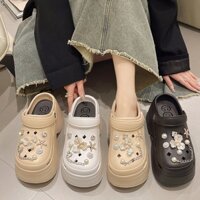 Dép sandal nữ đế cao 7cm đính kèm nhiều sticker dễ thương có lỗ thoáng khí(Mã 1288)