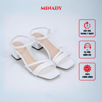 Dép Sandal nữ đế vuông cao cấp Minady DCG09 Màu Trắng