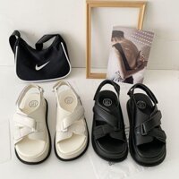 Dép sandal nữ đi học quai dán chéo đế cao 3cm mềm êm dép quai hậu dép ulzzang SDTQ3