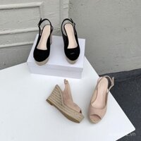 Dép Sandal Nữ Mùa Hè 2025 Mới, Đế Dày, Chống Thấm Nước, Da Lộn, Đế Xuồng, Mũi Hở, Giày Cao Gót