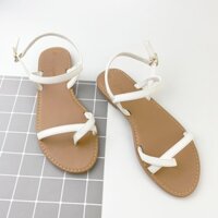 Dép sandal nữ quai dây mảnh đế bệt xỏ ngón thấp 1 cm đi biển thời trang cao cấp Hishoo S059 - S059