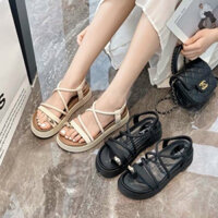 Dép sandal nữ quai hậu kẹp ngón Mắt Ngọc cao cấp , Giày Sandal Cao Gót Đế Xuồng Dày Dặn Phong Cách Thời Trang