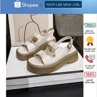 Dép Sandal nữ ullzang 2 quai bèo nhún đế nâu 3cm mix quai hậu cực đẹp