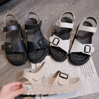 Dép Sandal Nữ Ulzzang LOẠI 1 - Giày Sandal Nữ Đi Học Đế Cao 4cm Quai Ngang Khuy Cá Tính Sang Chảnh