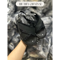 Dép sandal quai chéo thiết kế da tua rua đế bệt đi lại êm chân 2 màu trắng đen