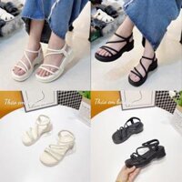 Dép sandal quai da tôn dáng hàn quốc qccc full hộp fom 1,5 ( mã 566-3) guốc dép cao su non nữ