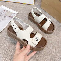 Dép sandal quai hậu đế nâu chất da sần MIN kiểu dáng thời trang