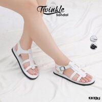 Dép sandal rọ Nữ quai da, móc khóa cài, Đế bệt Cao Su ôm chân mã SD08