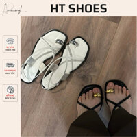 Dép Sandal Z xỏ ngón đính hoạ tiết mũi vuông quai mảnh chéo đế bệt hai màu dễ phối đồ mùa hè Fullbox 𝟮𝟳𝟳𝟯
