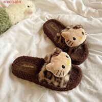 Dép sang trọng AEROFLASH Kitty, Dép lông ấm áp chống trượt dành cho học sinh, Dép đi trong nhà dễ thương trong nhà ngoài trời Y2k Dép da báo mùa đông