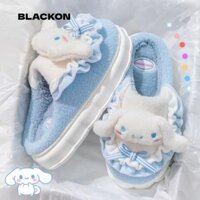 Dép sang trọng BLACKON, Dép Hello Kitty Purin Sanrio mùa thu đông, Chất lượng cao sang trọng Kuromi Cinnamoroll Melody Dép nữ Nữ & Bé gái