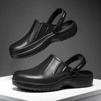 Dép sử dụng kép của nam giới chống trượt giày đầu bếp mới bình thường màu đen hoang dã và dép lái xe Baotou drag men